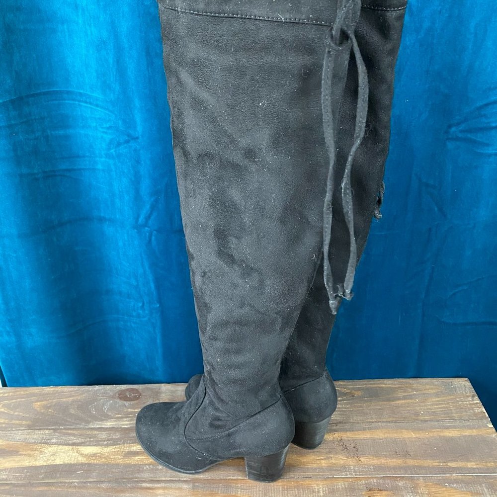 Womens Suede Over the Knee Back Tie Boots - Picture 8 of 10